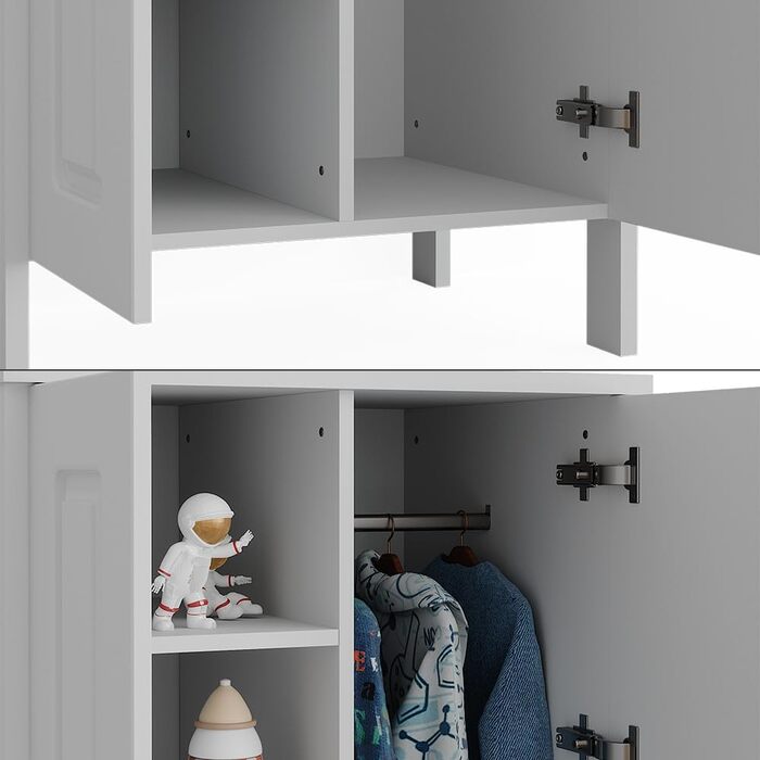 Дитяча шафа Ajaton, біла - 70x1253 см, виготовлена з ДСП - дитяча полиця для дітей та підлітків, практичне рішення для добре організованих кімнат, біла 70x120,6x53,4 см