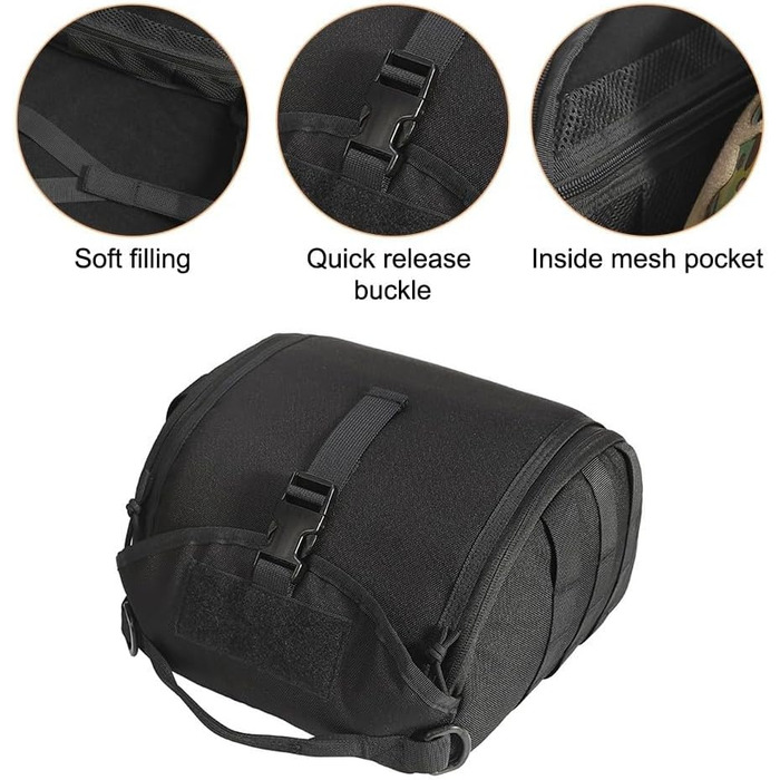 Тактична сумка для шолома, легка сумка для шолома, стійка до подряпин, сумка для шолома, м&39яка сумка для зберігання страйкбольного шолома, сумка-сумка для шолома MOLLE Clamshell для спорту, полювання, хакі