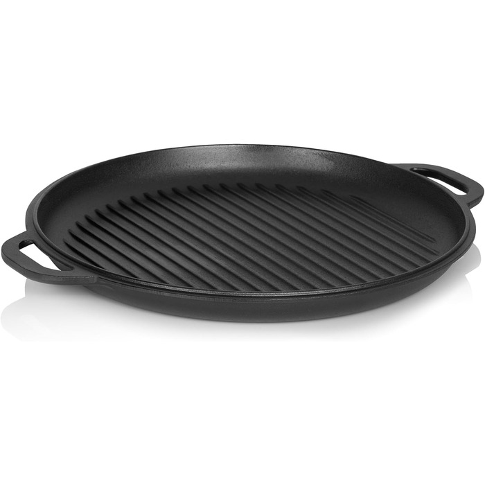 Казан чавунний BBQ-Toro з кришкою 19 л Традиційний чавунний казан Казан з круглою основою Гриль вок попередньо приправлений готови