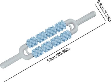 Палиця для м'язового ролика Інструмент для рельєфу глибоких тканин Масаж тіла Дворядний роликовий масажер для ніг, зручний масаж глибоких тканин для стресу, спини, плечей, шиї синій