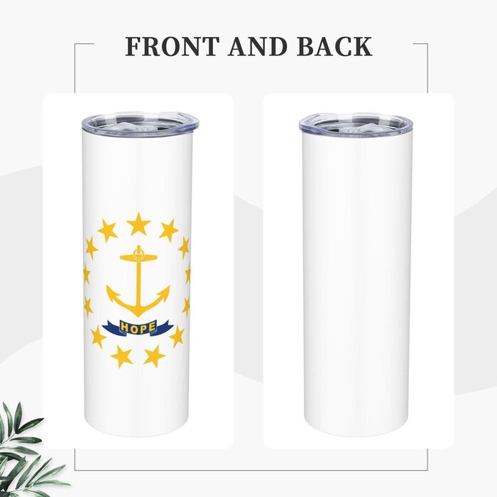 Кухоль із прямою трубочкою, дизайн прапор штату Род-Айленд, друкований, дорожній кухоль, підходить для кемпінгу, офісу та дому, 590 мл