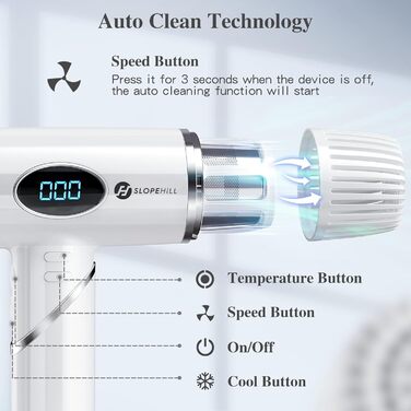 Іонний фен Slopehill 2000 Вт професійний фен, легкий та складаний/низький рівень шуму/магнітний розсіювач/надзвичайно довгий шнур/