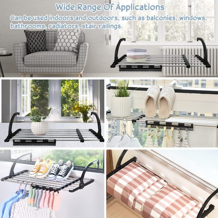 Ука радіаторна сушарка для білизни з нержавіючої сталі обігрівач для білизни 62-110см балконна сушарка для білизни висувна вішалка