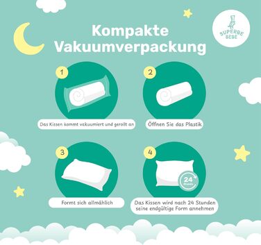 Бавовняна дитяча подушка Oeko-Tex біла - Ідеальна подушка для дітей від 1 до 3 років - 33x45 см М'яка, гіпоалергенна подушка, легк