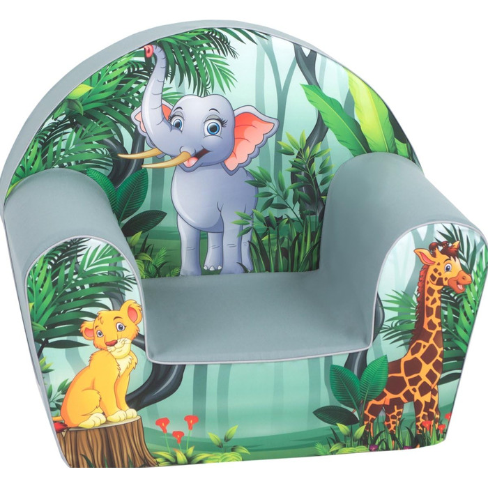 Дитяче крісло від 1 року Зручне та легке Крісло для дитячої кімнати Чохол, який можна прати Мяка пінопластова підкладка (Jungle Elephant)