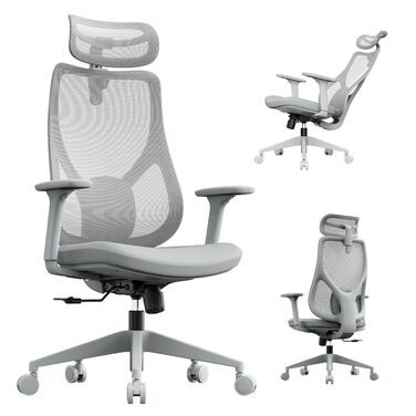 Ігрове крісло, Ергономічне офісне крісло, Робоче крісло, Крісло керівника, Обертове крісло, Регульоване робоче крісло для домашнього офісу, Геймери до 150 кг, Комп&39ютерне крісло, Офісне крісло - MOYO Grey