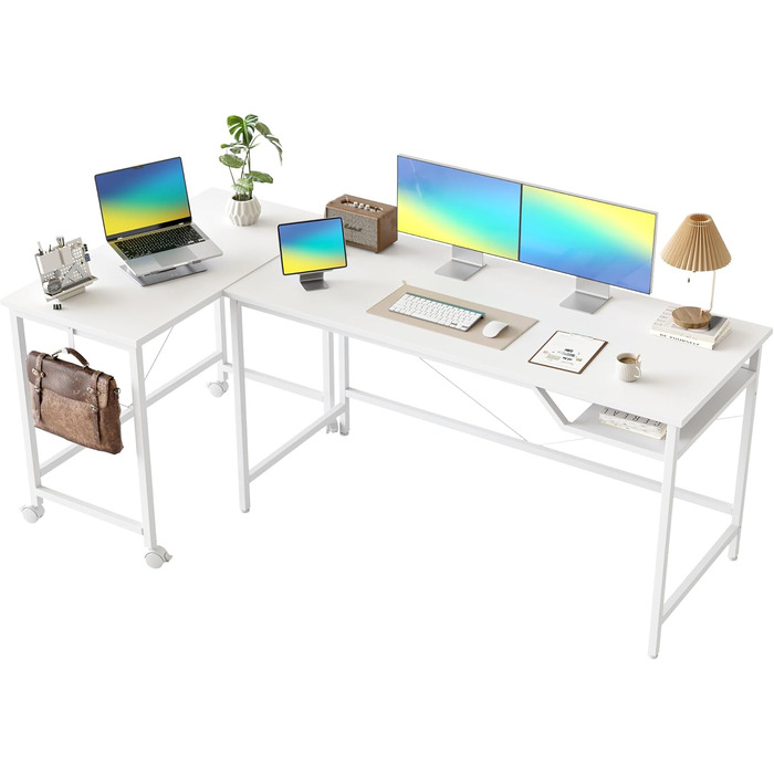 Комп'ютерний стіл Mericonia, 160 x 80 см, метал / дерево, білий