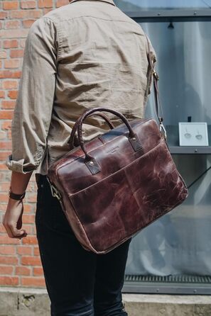 Портфель (M). Велика сумка, сумка для ноутбука і сумка через плече зі шкіри ручної роботи. Високоякісна чоловіча сумка з натуральн