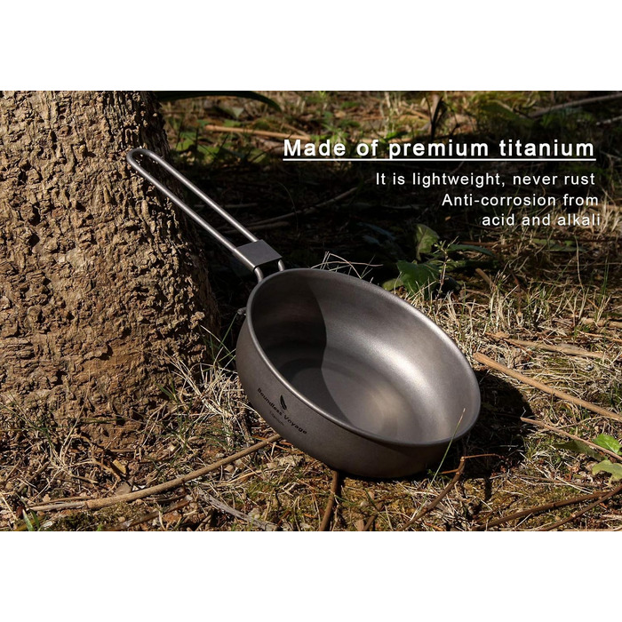 Безмежна подорож Титанова сковорода зі складною ручкою Відкрита кемпінгова сковорода Посуд Титанова сковорода Ti15170B