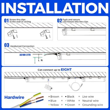 Світлодіодний світильник Barrina T5 117 см, 20 Вт, 2200 лм, 6500 К, супер яскравий білий льоховий світильник. Світлодіодний трубчастий світильник для кухні, вітальні, спальні, їдальні, балкону, коридору, гаражу, підвалу, з можливістю підключення, підключе