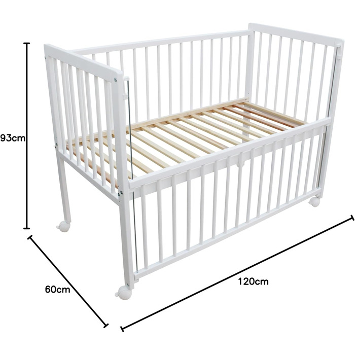 Дитяче ліжко/Біле ліжко/Ліжко для малюків 2-в-1 Micoland 120x60 см Біле