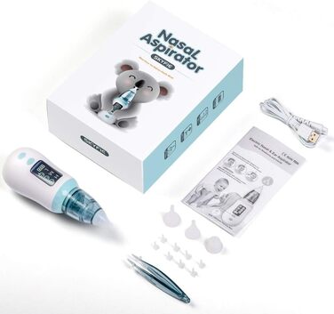 Дитячий назальний аспіратор, портативний електричний назальний аспіратор, назальний аспіратор з 3 рівнями всмоктування та 4 багато