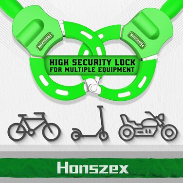 Замок для самоката та велосипеда, захист від крадіжки, 92 см, барвистий замок-наручник, висока безпека з ключем, аксесуари для електросамокатів та електровелосипедів, зелений колір