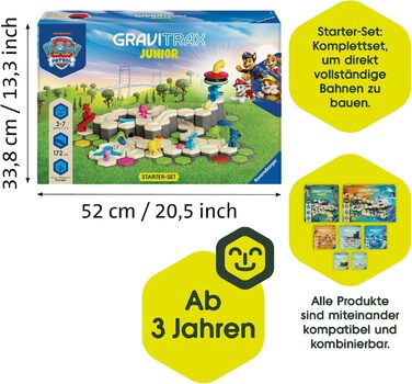 Стартовий набір XXL Ravensburger GraviTrax Junior PAW Patrol (Щенячий патруль) 12020007 Магнітна кульова доріжка та конструктор для дітей від 3 років, подарунок для хлопчиків та дівчаток