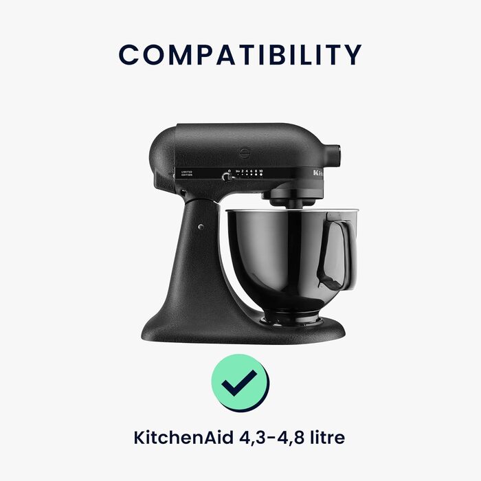Чохол kwmobile TPU прозорий сумісний з KitchenAid 4.3-4.8 літрів - з 3 відділеннями - Кришка пилозахисної кришки для кухонного комбайна прозорого чорного кольору