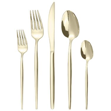 Набір столових приборів на 12 осіб, 60 предметів, колір шампанське золото, ніж з нержавіючої сталі, виделка, ложка, полірований набір столових приборів з високим глянцем, блискучі столові прибори, можна мити в посудомийній машині, колір шампанське на 60 п