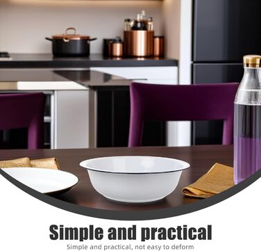 Загальна емальована чаша Біла 32 см потовщена вінтажна емальована чаша Велика побутова чаша для миття, замішування, подачі та приготування салатів