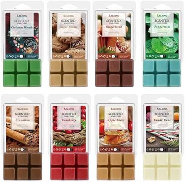 Подарунковий набір на Хелловін, Різдво, 8 ароматів, 100 Soy Wax Room Fragrance Scented Candle, Wax Melts for Candle Warmer, Christmas Wreath and Gingerbread Fragrances
