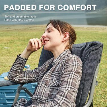 Складаний кемпінговий стілець EVER ADVANCED, м&39який 6 см, вантажопідйомність 180 кг, жорсткі підлокітники, портативний складний стілець для кемпінгу, саду, балкону, пікніка, використання в приміщенні, сірий