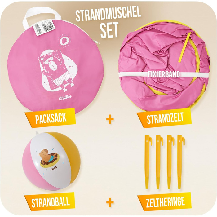 Розкладний пляжний намет Портативний пляжний намет із захистом від ультрафіолету та вітру Пляжний м&39яч, вбудована пісочниця, басейн Кишені для зберігання речей, вікно на блискавці для 2 осіб Рожевий