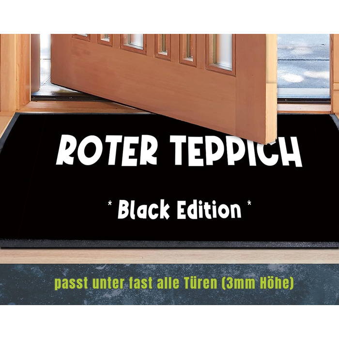 Кумедний килимок для дверей з написом - червона доріжка - чорне видання - нековзний та миється - 60x40 см, 3
