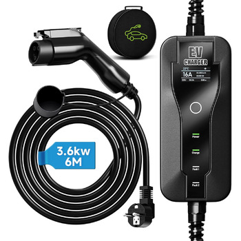 Зарядний кабель AFYEEV 3,6 кВт тип 1, зарядний кабель 6M тип 1, зарядний кабель електромобіля тип 1 з вилкою Schuko Регульований с