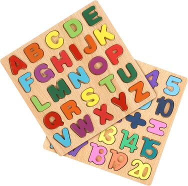 Дерев&39яні іграшки-пазли Gitua, 2 частини, барвистий алфавіт, букви ABC, цифри, дизайн, дерев&39яні блоки-пазли для малюків і діт