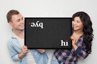 Килимок для дверей MoonWorks Hi Bye Welcome із кумедним написом, нековзний та миється, чорний, 60x40 см Welcome Hi Bye Black