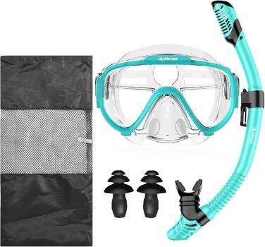 Маска для дайвінгу для дорослих, комплект для дорослої трубки з трубкою та маскою для дайвінгу, панорамна трубка із загартованого скла HD 180 із захистом від запотівання та протікання преміум-класу з сухим покриттям