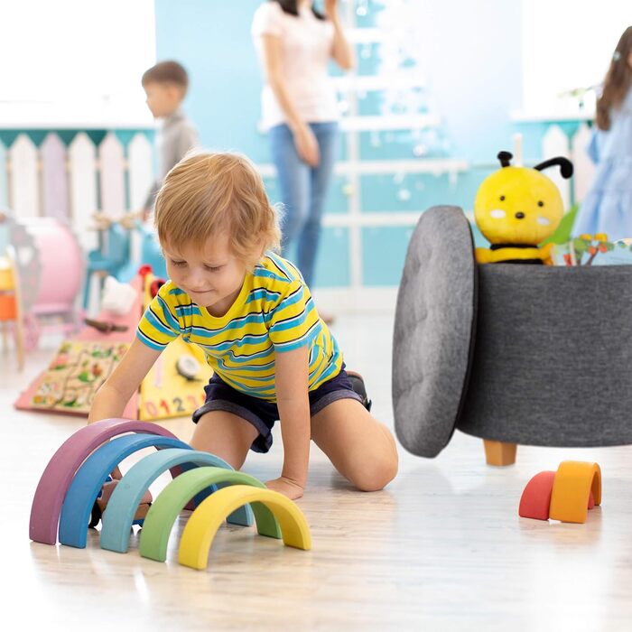 Пуф Relaxdays із місцем для зберігання, круглий м&39який табурет, для вітальні, імітація лляного матеріалу, В x Г 41 x 44 см, темно-сірий