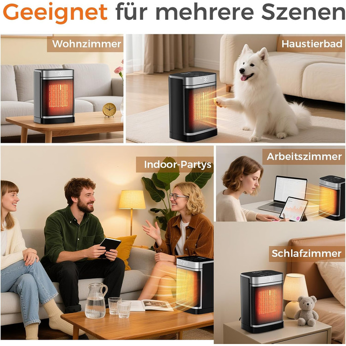 Енергозберігаючий електричний вентилятор-обігрівач YASHE 1500 Вт з пультом дистанційного керування, термостатом, керамічним нагрівальним елементом PTC, коливаннями 70, 24-годинним таймером, захистом від перегріву, захистом від перекидання, блокуванням від