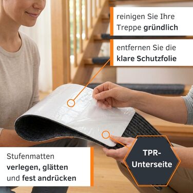 Самоклеючі сходинки GEAR 76x20 см 15 шт. світло-сірі нековзні, миючі килимки для сходів протиковзкий килимок для сходів, ріжучий сучасний сірий захист для сходів у приміщенні 15 шт.