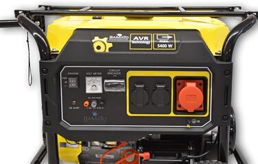 Генератор BAMATO BGE-5400 Інверторний генератор Технологія AVR 4-тактний бензиновий двигун 420 куб.см 12,2 к.с. 5400 Вт Роз&39єми 1 x 400 В, 2 x 230 В та 1 x 12 В постійного струму