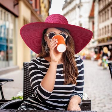 Жіночий солом&39яний капелюх із широкими полями, складний захисний пляжний капелюх, елегантний літній капелюх, сонцезахисні капелюхи UPF 50, один розмір, , великий бантик, солом&39яний капелюх темно-рожевий