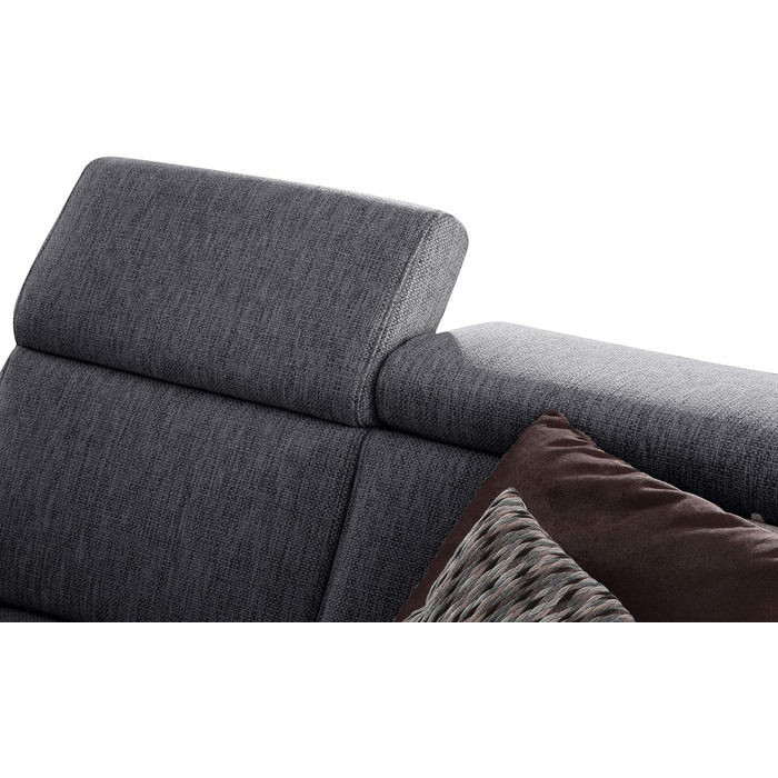 Місний диван Cavadore Ammerland / Диван у сільському стилі з пружинним каркасом / Вкл. регульовані підголівники / 186 x 84 x 93 / Текстурована тканина сірого кольору, 3-