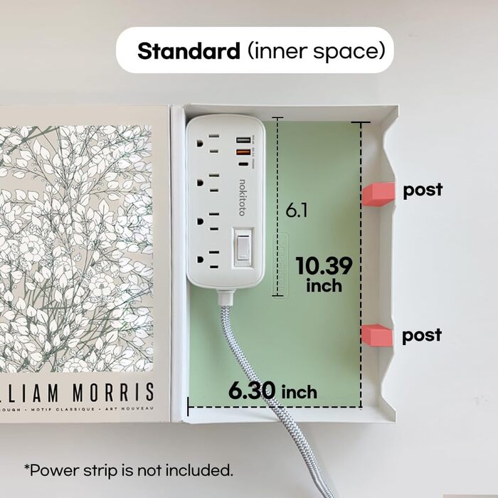 Декоративна коробка для кабелів у формі книги, розширювана коробка-органайзер для кабелів із магнітною застібкою для дому та офісу (Синій корал, Великий). Синій корал. Велика коробка.