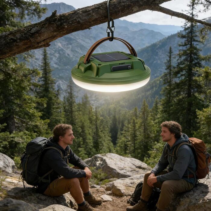 Ліхтар для кемпінгу Акумуляторний світлодіодний ліхтар з 4 режимами зовнішній кемпінговий ліхтар з гачком, для використання в приміщенні/на вулиці, для походів, риболовлі, роботи, дому, саду, зелений