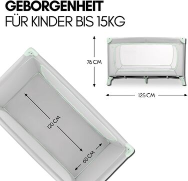 Дитяче дорожнє ліжечко hauck Dream N Play Plus XXL комплект аксесуарів з матрацом, ігровим тентом та сіткою від комах, складне та розкладне, сумка та великий вхід Dusty Mint