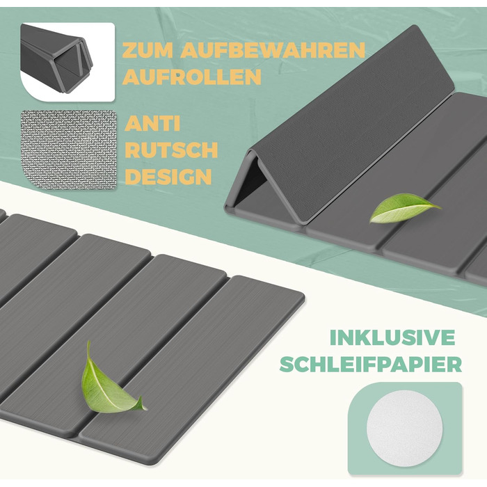 Килимок для ванної з каменю, 60 см складний діатомовий килимок для ванної, суперпоглинаючий килимок для ванної, швидковисихаючий, нековзний для ванної кімнати, легко миється, сірий