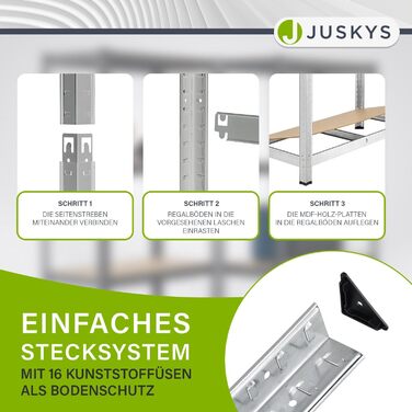 Комплект стелажів Juskys Basic, 2 предмета, 2 x 180 x 90 x 40 см (В x Ш x Г) Вантажопідйомність 1750 кг 10 полиць Міцний стелаж, металевий стелаж без болтів, стелаж для підвалу, оцинкована система стелажів