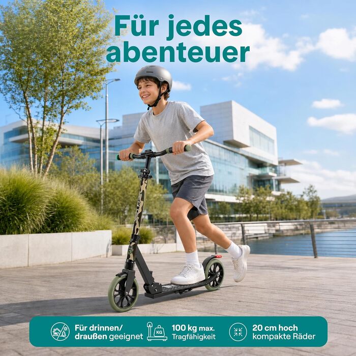 Дитячий самокат SereneLife Cityroller великі колеса, складаний, регулювання висоти, до 100 кг, камуфляж