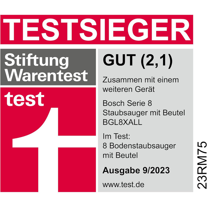 Пилосос Bosch з мішком Серія 8 BGL8XALL, переможець тесту, ідеально підходить для алергіків, гігієнічний фільтр, 10-річна гарантія