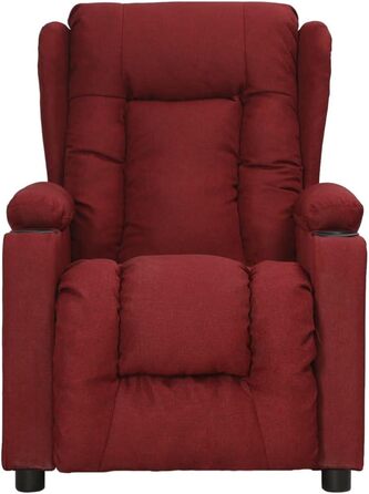 Крісло-реклайнер, регульоване крісло з 2 підставками для чашок, крісло для телевізора з функцією відкидання, м&39яке крісло-реклайнер, тканина винно-червоного кольору