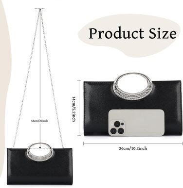 Чорне клатч-зімкнення зі знімним ланцюжком. Елегантна жіноча сумочка для вечірок, весіль, вечер та повсякденного використання.