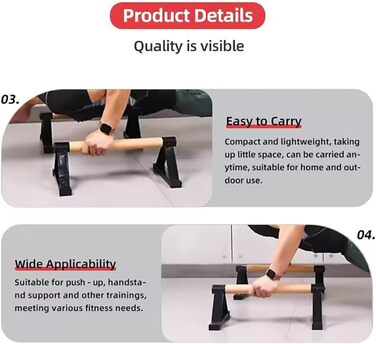 Паралельні тренажери для калістеніки, з міцною сталевою рамою та нековзною конструкцією інверсійної перекладини, підходять для фітнес-вправ без обладнання та вправ на підлозі в домашньому спортзалі, вантажопідйомність до 150 кг, чорні