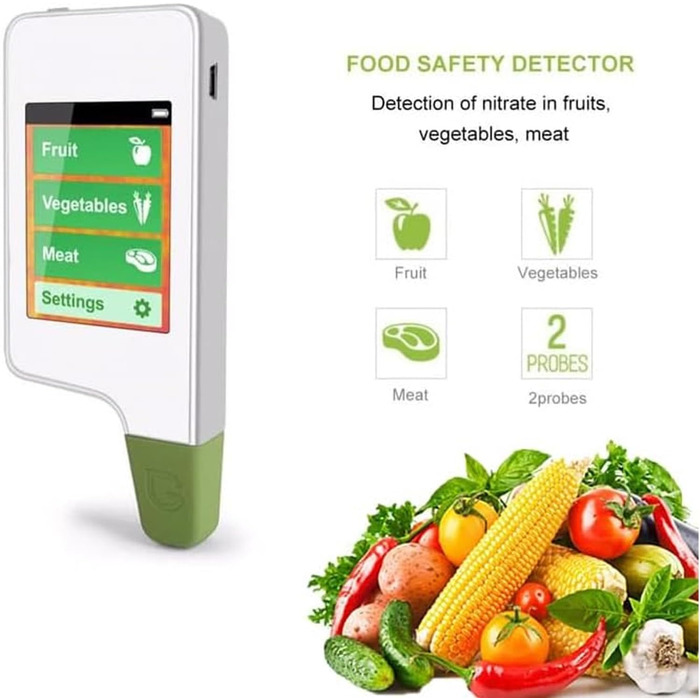 Аналізатор фруктів/овочів/м'яса MOUNW, цифровий тестер харчових нітратів, детектор залишків пестицидів для фруктів, овочів, м'яса та риби точні та надійні тести