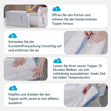 Наматрацник Storeo Basics з піни з ефектом пам&39яті з ремінцями, 140 x 200 см, товщина 5 см, білий 140 x 200 x 5 см