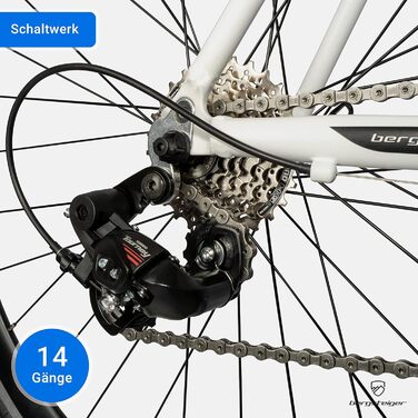 Шосейний велосипед Bergsteiger Tourmalet 28 дюймів, алюмінієвий гравійний велосипед з 14-швидкісними передачами, важить лише 11 кг, гравійний велосипед підходить для чоловіків та жінок зростом від 170 см, білий, 28 дюймів