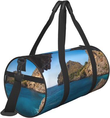 Спортивна сумка для фітнесу та подорожей з принтом Арка Мальорки, чорна, універсальний розмір