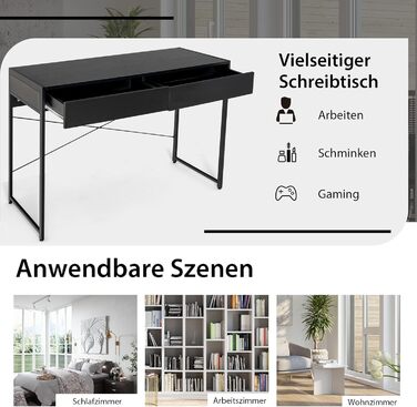 Стіл, комп'ютерний стіл з 2 шухлядами, невеликий офісний стіл, метал, промисловий дизайн, стіл для ПК для навчання, домашнього офі